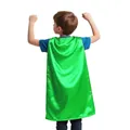 Vista trasera detallada de una capa de superhéroe de satén verde para juegos infantiles - Verde
