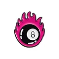 Classic black 8 ball enamel pin with vibrant pink flames streetwear lapel badge - Flame 8-Ball Style (xz056-6)