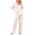 Conjunto de pijama blanco para mujer con estampado floral y frutal y botones - S / Top Y Pantalón / Blanco