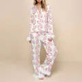 Ensemble pyjama blanc avec imprimé sapin rose et bordure en fausse fourrure douce - Blanc Type 2