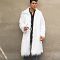 Manteau long pour homme en fausse fourrure blanche élégante avec col carré pour l'hiver - S / Hauts / Blanc