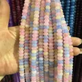 Detailed view of translucent 5x8mm pastel chalcedony abacus beads for handmade jewelry - 5*8mm/Strand Approx 72 Pieces / Morganite Pink