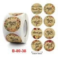 Floral kraft paper thank you stickers roll for gift decoration 1.5 inch - Floral Thank You Style (B-80-38) / 500 Pcs/Roll (3.8cm)