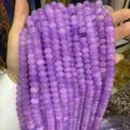 Detailed close-up of 5x8mm purple chalcedony abacus beads for DIY jewelry making - 4*6mm/Strand Approx 90 Pieces / Purple 21