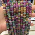 Close-up view of colorful 5x8mm crystal chalcedony abacus beads for handmade jewelry - 5*8mm/Strand Approx 72 Pieces / Tourmaline Color 16