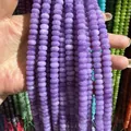 Detailed view of 5x8mm purple chalcedony abacus loose beads for DIY jewelry making - 5*8mm/Strand Approx 72 Pieces / Purple