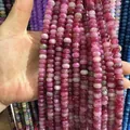 Macro detail of pink 5x8mm crystal abacus beads for DIY necklace and bracelet crafting - 5*8mm/Strand Approx 72 Pieces / Watermelon Tourmaline 34