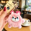 Portachiavi con coniglietto di peluche rosa con occhi a cuore per borsa regali - Gatto Rosa