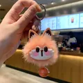 Simpatico portachiavi a forma di animale in peluche arancione con un campanellino - Gatto Arancione