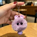 Simpatico portachiavi a forma di coniglietto di peluche viola per decorare la borsa - Ciondoli coniglietto viola con campanello