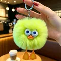 Adorabile portachiavi mostro di peluche verde lime con grandi occhi per decorazione borsa - Anatra sciocca gialla