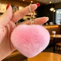 Portachiavi in peluche rosa a forma di cuore, ciondolo per borsa premium da donna - Cuore Rosa