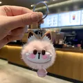 Adorabile portachiavi e ciondolo da borsa in peluche volpe rosa soffice con campanellino - Gatto Rosa