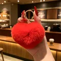 Simpatico portachiavi a pompon a forma di cuore rosso in peluche per borse e chiavi. - Cuore Rosa Forte