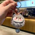 Simpatico portachiavi a forma di spiritello della fuliggine grigio con orecchie da gatto - Gatto Grigio