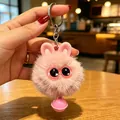 Adorabile portachiavi in peluche a forma di coniglio rosa con campanellino per borse - Ciondoli coniglietto rosa con campanello