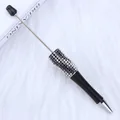 Beadable ballpoint pen with rhinestone barrel and DIY metal rod for beads - 1.0mm Bullet Tip / Black and White