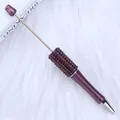 Purple DIY beaded ballpoint pen featuring sparkling rhinestone accents for creative crafting - 1.0mm Bullet Tip / Coffee