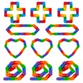 Colorful 24 sections wacky tracks fidget toy for stress relief, showing multiple shapes - 24 Segments / 27cmx1cm / Rainbow