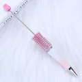 DIY pink beaded ballpoint pen with sparkling rhinestones and gradient barrel - 1.0mm Bullet Tip / Gradient Pink