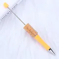 Yellow DIY plastic beaded ballpoint pen with sparkling rhinestone decoration for gifts - 1.0mm Bullet Tip / Macaron Orange