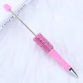 Elegant pink DIY beadable ballpoint pen with sparkling rhinestone barrel for craft lovers - 1.0mm Bullet Tip / Macaron Pink