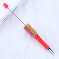 Red DIY beaded ballpoint pen with colorful rhinestone crystals for creative gift - 1.0mm Bullet Tip / Neon Red