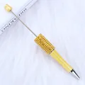 Yellow DIY beadable ballpoint pen with sparkling yellow rhinestone barrel decoration - 1.0mm Bullet Tip / Morandi Yellow