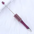 Elegant DIY beadable ballpoint pen in deep purple with sparkling rhinestone accent sleeve - 1.0mm Bullet Tip / Princess Red