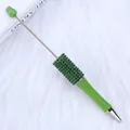Green DIY beadable ballpoint pen featuring sparkling green rhinestone decoration - 1.0mm Bullet Tip / Verdant