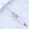 Elegant white DIY beading ballpoint pen with sparkling iridescent rhinestone detail - 1.0mm Bullet Tip / Pearlescent White