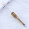 Champagne gold DIY beaded ballpoint pen with sparkling rhinestone cylinder - 1.0mm Bullet Tip / Gold