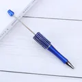 Blue beadable ballpoint pen with rhinestone barrel for DIY jewelry crafts - 1.0mm Bullet Tip / Blue