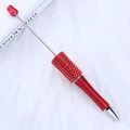 Elegant red rhinestone encrusted beadable ballpoint pen designed for custom DIY craft projects - 1.0mm Bullet Tip / Red A