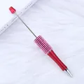 Elegant red metallic DIY beadable ballpoint pen with pink rhinestone barrel decoration - 1.0mm Bullet Tip / Red B