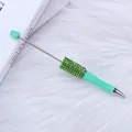 Customizable DIY beadable ballpoint pen with green rhinestone accent in light green - 1.0mm Bullet Tip / Light Green A