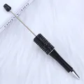 DIY plastic beaded ballpoint pen featuring elegant black rhinestone accents. - 1.0mm Bullet Tip / Solid Black