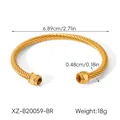 Detailweergave met afmetingen van de gouden gedraaide armband met tijgeroog - Spiraal Tijgeroog Goud Armband (XZ-B20059-BR)
