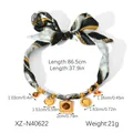 Medidas detalladas de pulsera de pañuelo de seda con dijes de ojo de tigre (86,5cm) - Gargantilla de Satén Estampada Francesa con Colgante (XZ-N40622)