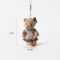Adorabile portachiavi a forma di orsetto di peluche con vestito a fiori per borsa - Stile Plaid Rosso e Blu / Circa 11cm