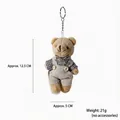 Simpatico portachiavi in peluche a forma di orsetto con misure di peso e taglia - Stile Orso Maschio a Quadretti Marroni e Bianchi / Circa 11cm