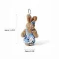 Adorabile portachiavi a forma di coniglietto di peluche con vestito a fiori blu - Stile Coniglio Femmina in Lino a Fiori Blu / Circa 11cm