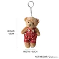 Small plush teddy bear keychain wearing red plaid overalls, height approximately 13cm - Red Plaid Male Bear Style / Approx. 11cm