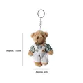 Cute plush teddy bear keychain wearing green checkered shirt and white linen overalls - Green Plaid Male Bear Style / Approx. 11cm
