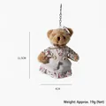 Cute teddy bear keychain pendant in floral linen dress 11.5cm - Floral Bow Female Bear Style / Approx. 11cm
