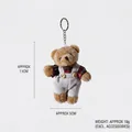 Miniature linen teddy bear plush keychain accessory wearing a stylish red plaid shirt - Black And Red Plaid Male Bear Style / Approx. 11cm