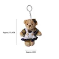 Cute plush linen teddy bear keychain wearing a white dress for bags and car keys - Black And Yellow Plaid Female Bear Style / Approx. 11cm
