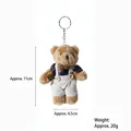 Cute plush linen teddy bear keychain for bags and car keys, size approx 11cm x 4.5cm - Black And Yellow Plaid Male Bear Style / Approx. 11cm