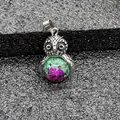 Collana con ciondolo a forma di gufo con perla in pietra naturale e finitura argento antico - Ciondolo Solo (Senza Catena) (0501) / Rubino Zoisite
