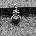 Collana con ciondolo a civetta in argento antico con pietra naturale nera screpolata - Ciondolo Solo (Senza Catena) (0501) / Howlite a Linee Nere
